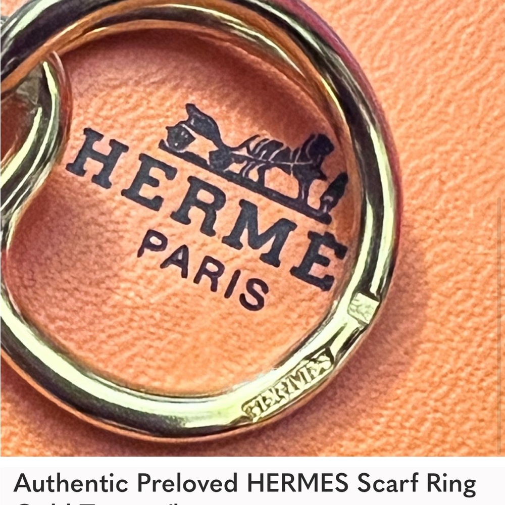 Hermes Gold Tone Jumbo Hook Scarf Ring w/box - Picture 4 of 4
